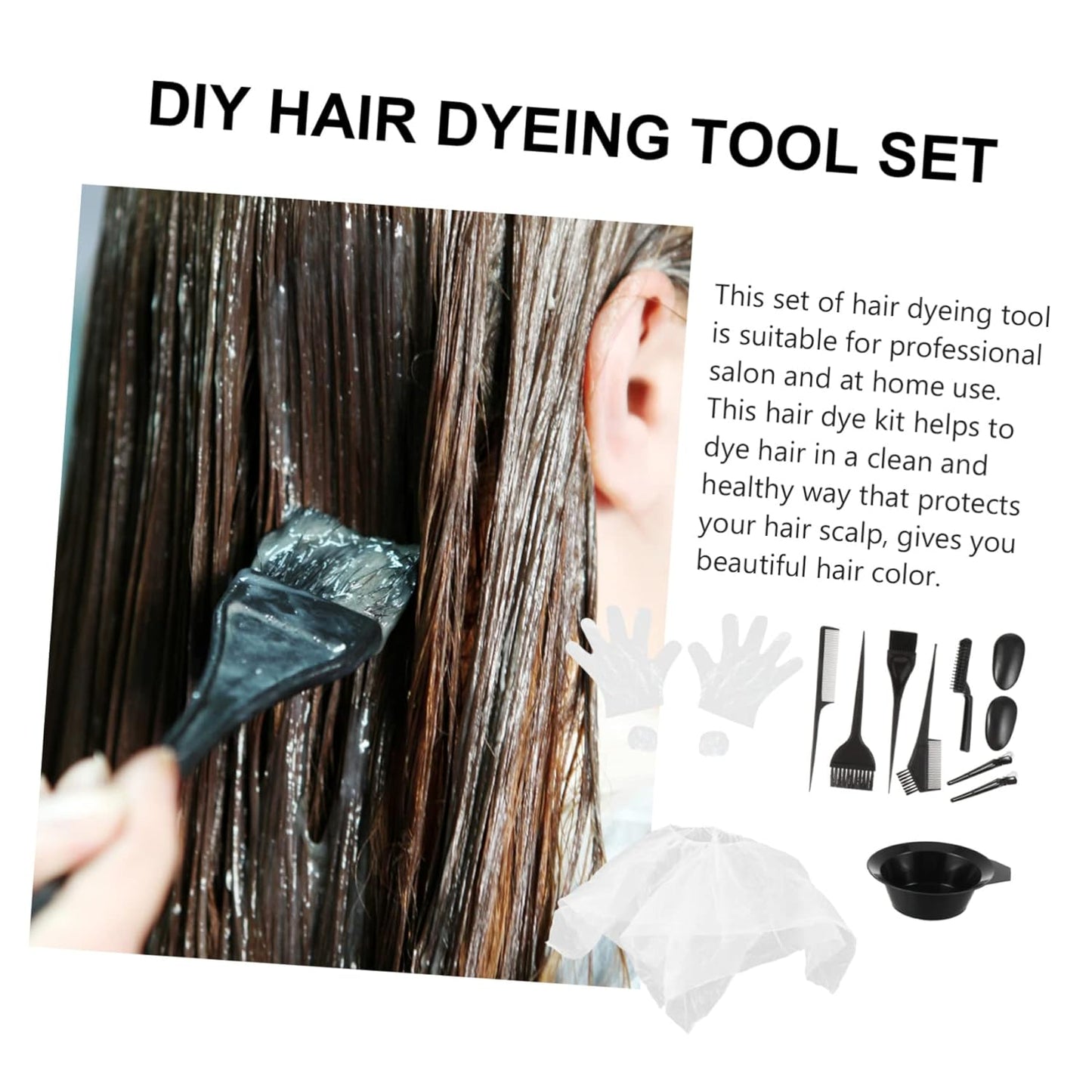 11Pcs Set Hair Color Kit Hair Dye Kit Hair Dye Tools Hair Dying Salon Dyeing Kit Hair Coloring Supplies Hair Tint Kits Hair Tinting Tool Hair Dye Gloves Plastic