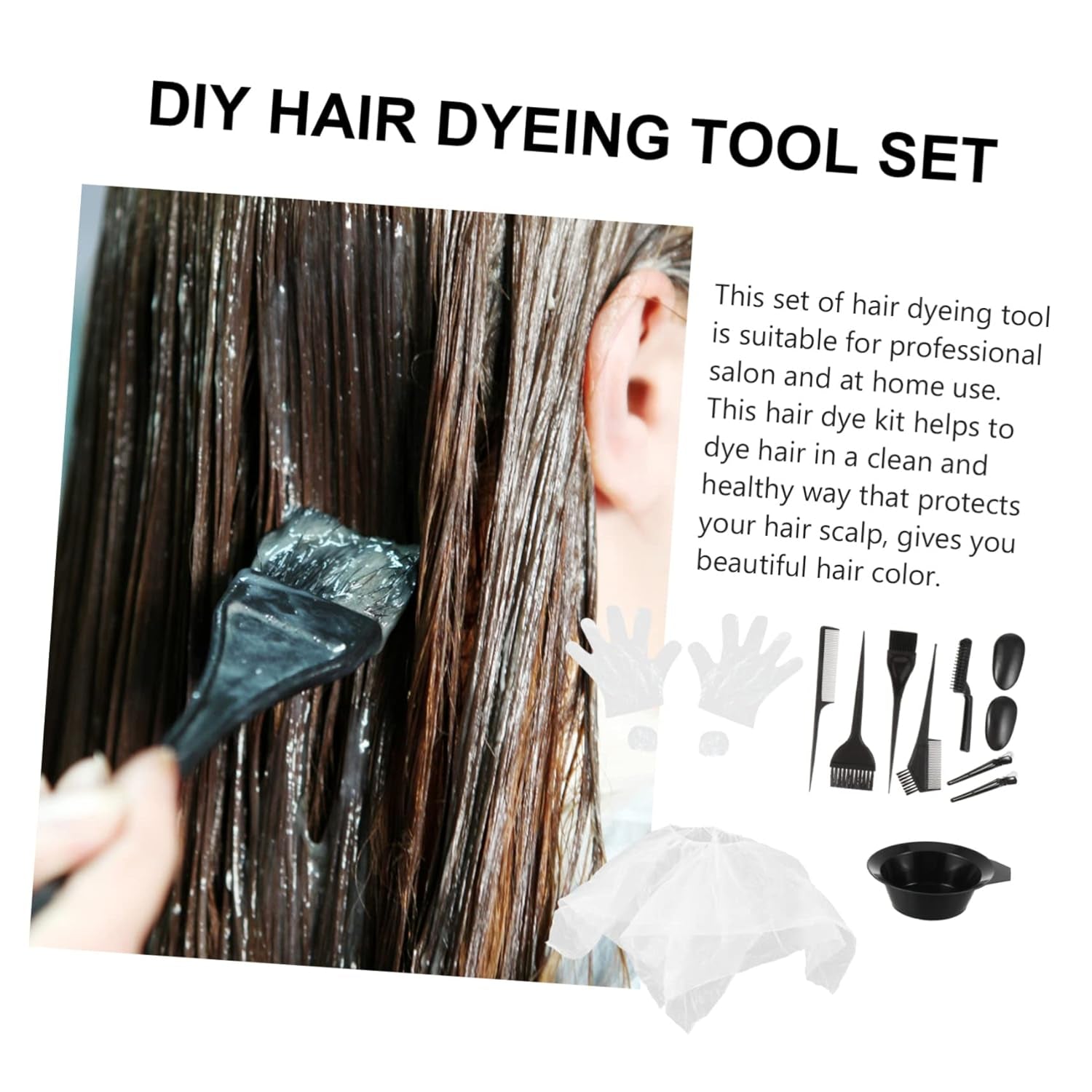 11Pcs Set Hair Color Kit Hair Dye Kit Hair Dye Tools Hair Dying Salon Dyeing Kit Hair Coloring Supplies Hair Tint Kits Hair Tinting Tool Hair Dye Gloves Plastic